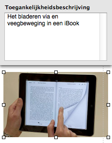 Afbeelding met zijn toegankelijkheidsbeschrijving in de app iBooks Author