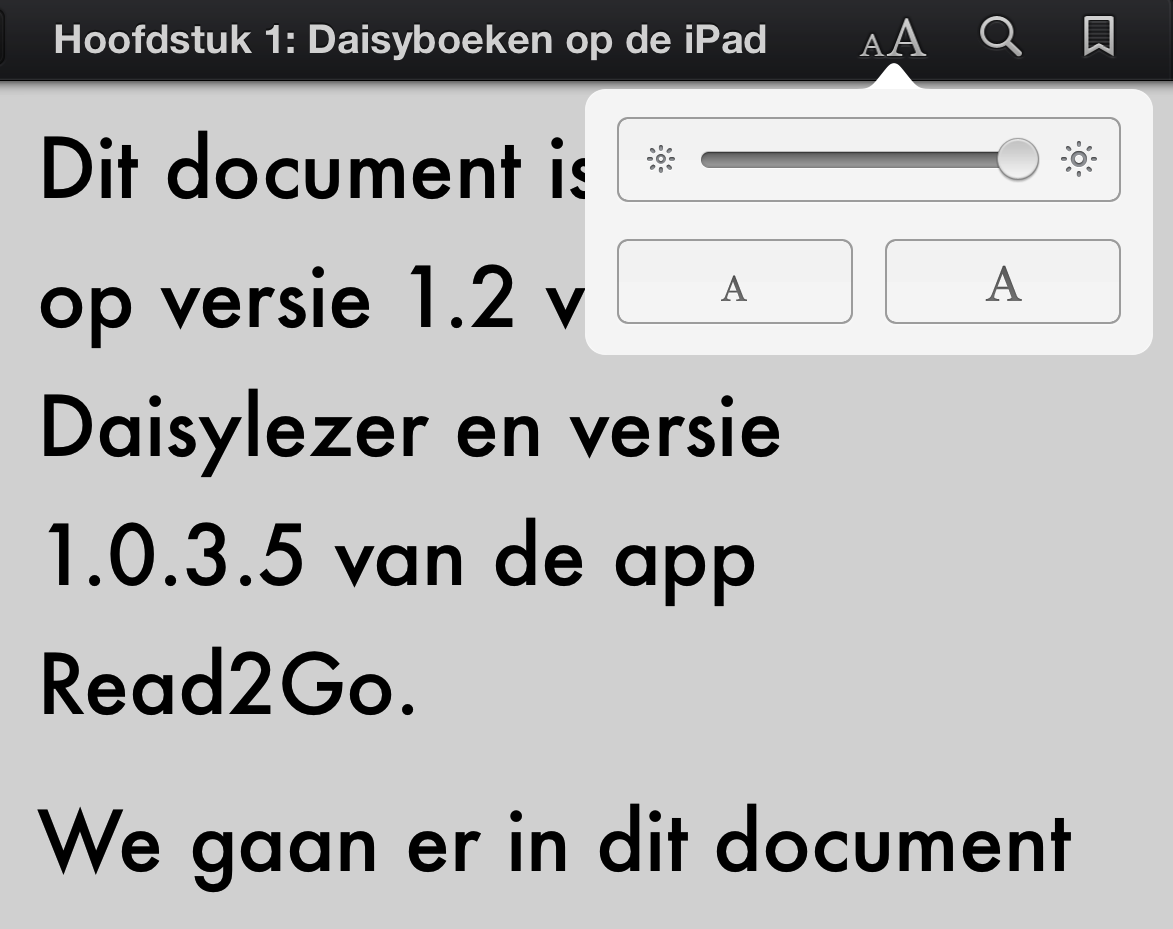 iBook weergave met sterk verhoogde tegengrootte