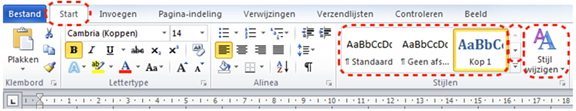 Stijlen toepassen vanuit het lint 'Start'