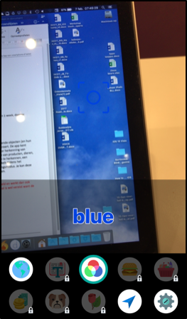 Herkenning van de kleur blauw van de app Aipoly Vision