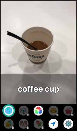 Herkenning van een koffiebekertje door de app Aipoly Vision