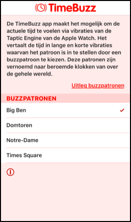 Instellingenscherm van TimeBuzz