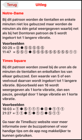 Uitlegscherm van app TimeBuzz