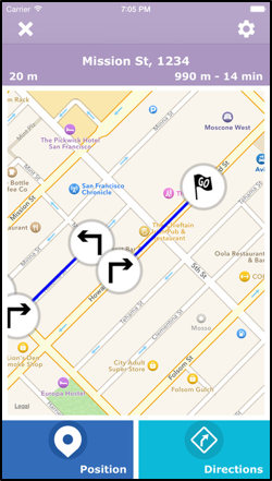 Stratenplan van een route