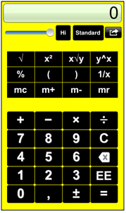 Screenshot rekenmachine hoog contrast