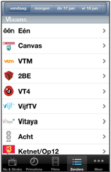 Screenshot Vlaamse zenderselectie