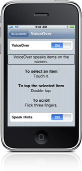 Iphone VoiceOver menu