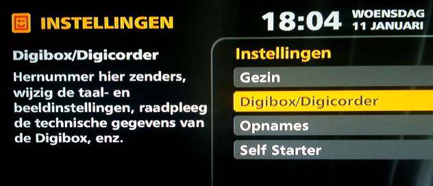 Telenet screenshot instellingen digicorder