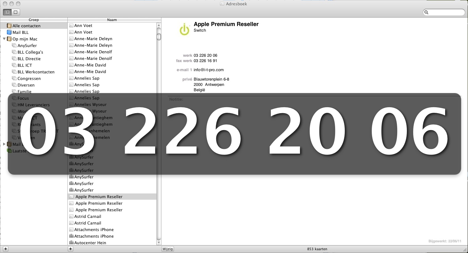 Screenshot vergroot telefoonnummer