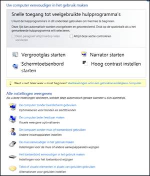 Dialoogvenster Toegankelijkheid van Windows